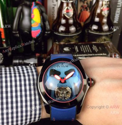 New Replica Corum Bubble Skull Tourbillon Watch Black & Blue